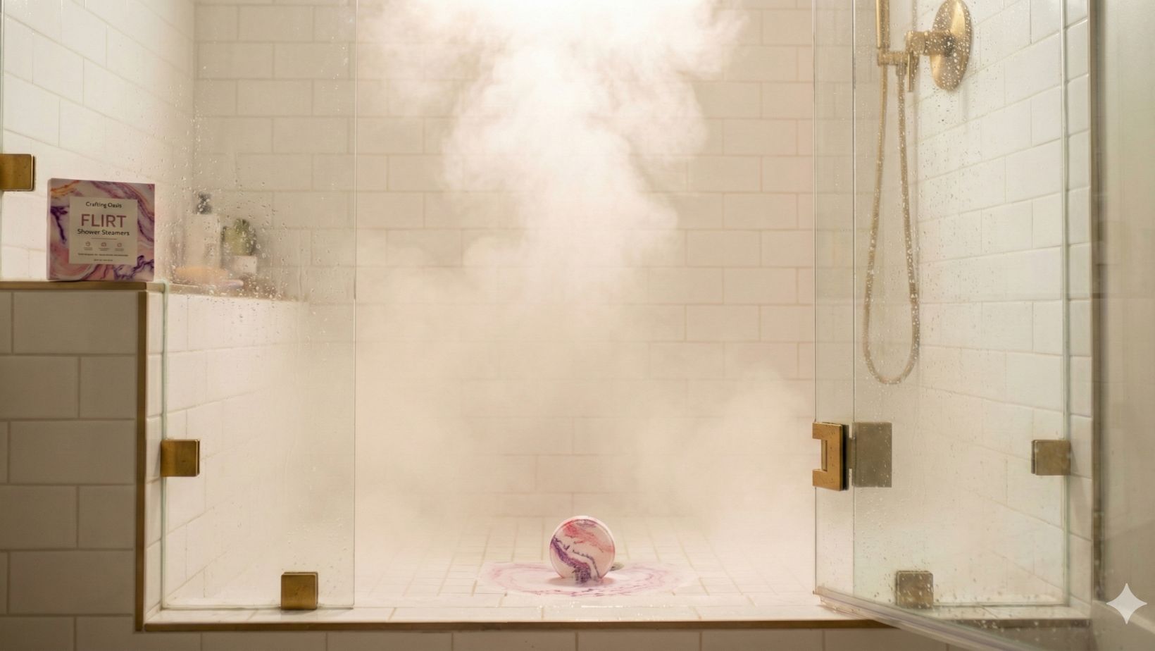 Bathroom with glass shower enclosure and tiled walls